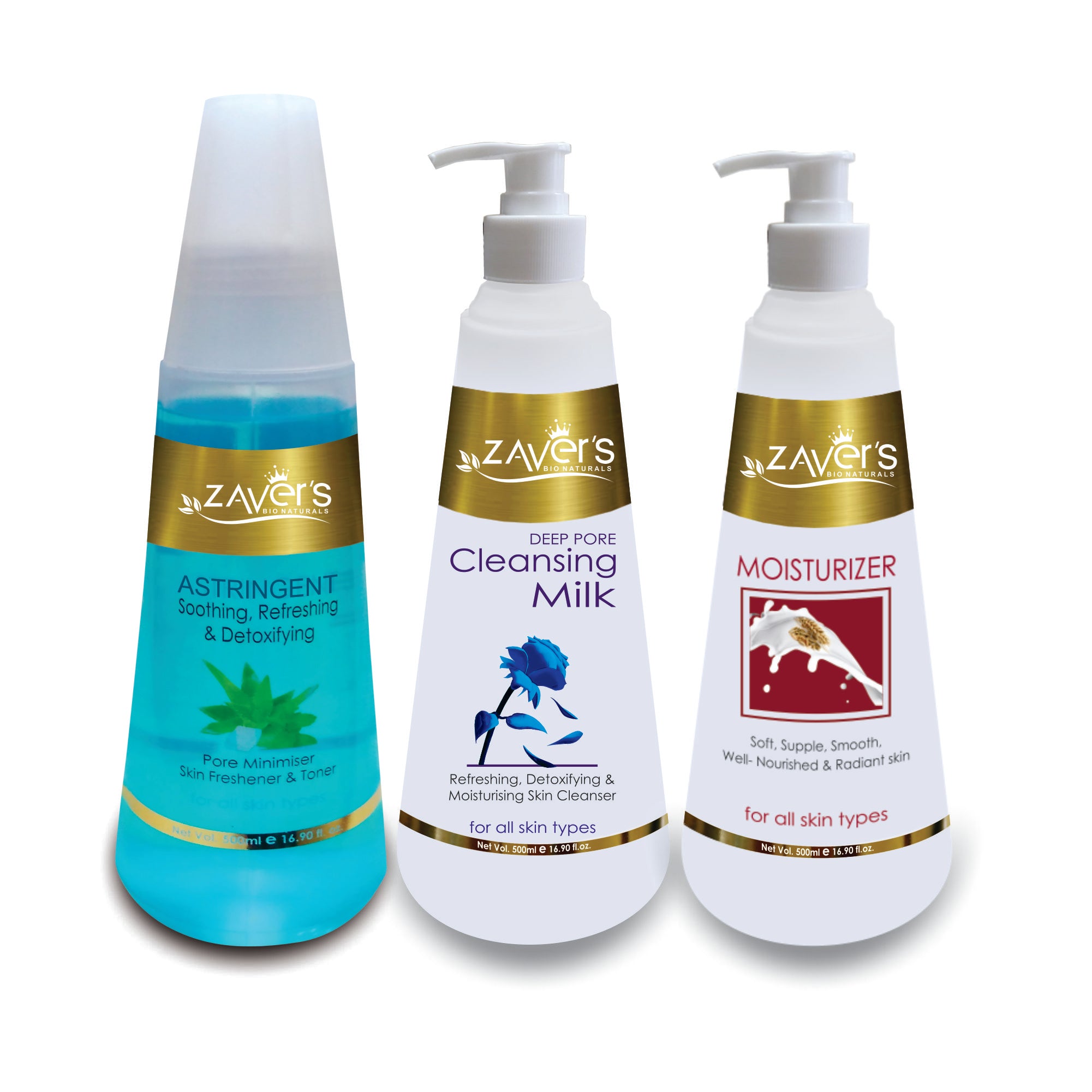 Astringent Lotion 500 ML + Skin Moisturizer 500 ML + Cleansing Milk 50