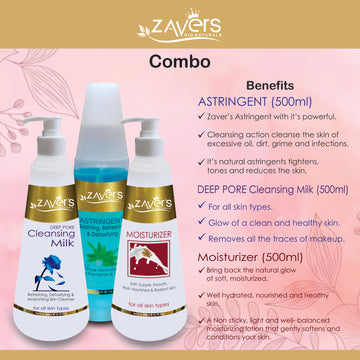 Astringent Lotion 500 ML + Skin Moisturizer 500 ML + Cleansing Milk 500 ML